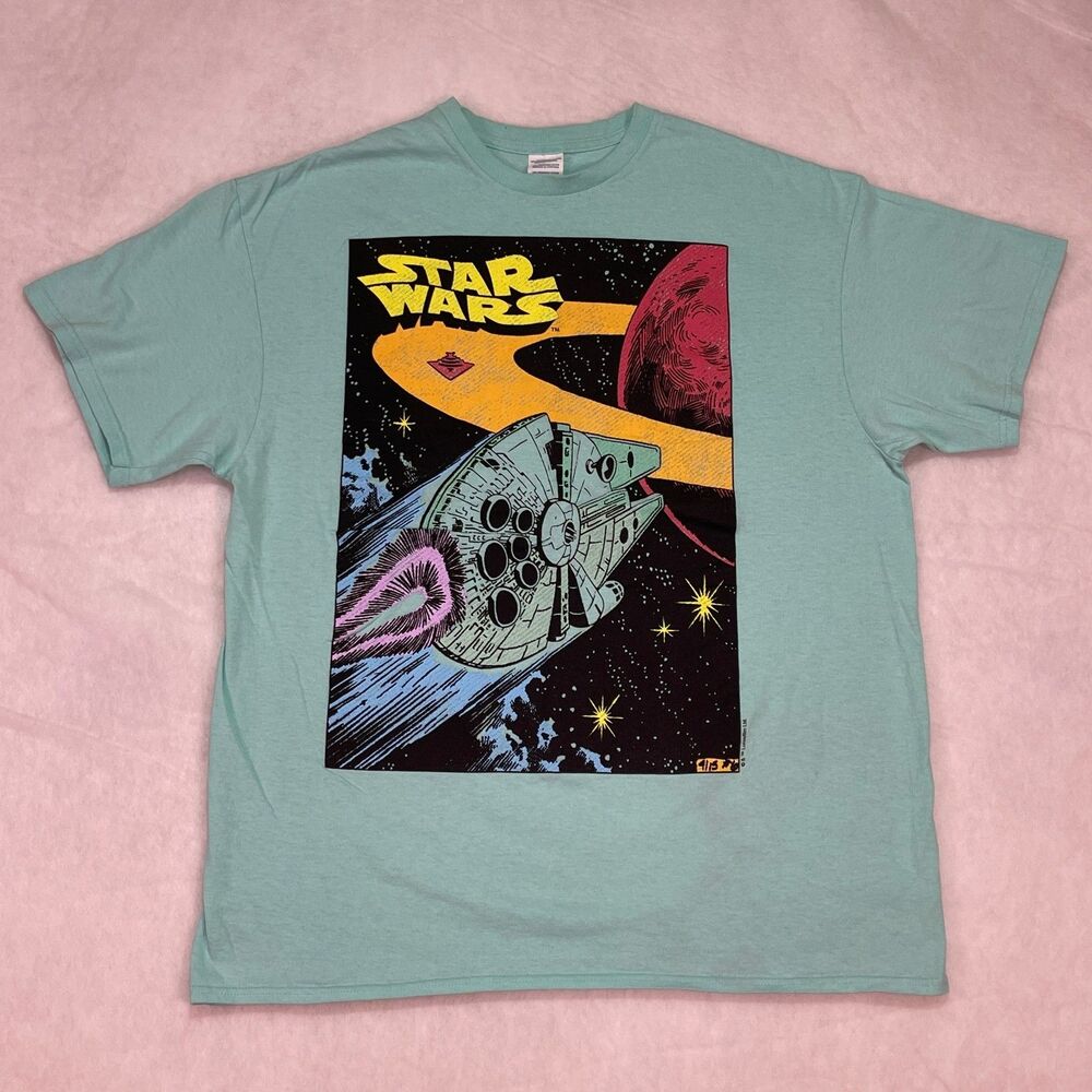 Star Wars Lucasfilm A New Hope Millenium Falcon Comic Book Poster Graphic Tee XL